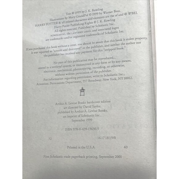 Harry Potter & The Prisoner Of Azkaban Paperback Book By J.K. Rowling Scholastic - Picture 3 of 3